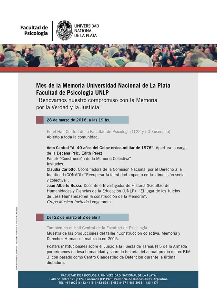 Actividad 40 años del Golpe Civico Militar. 28.3.2016